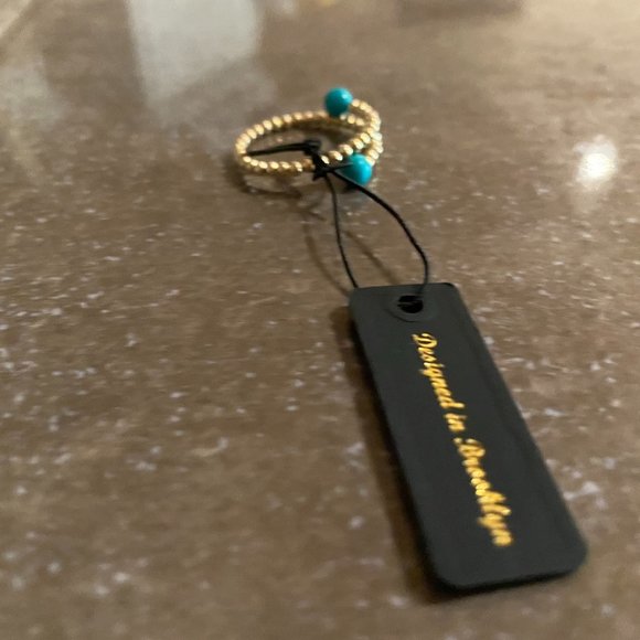 SOLD !!!!!! BRAND NEW 14K YELLOW GOLD RING GENUINE STONE TURQUOISE, RESIZABLE - Picture 2 of 5